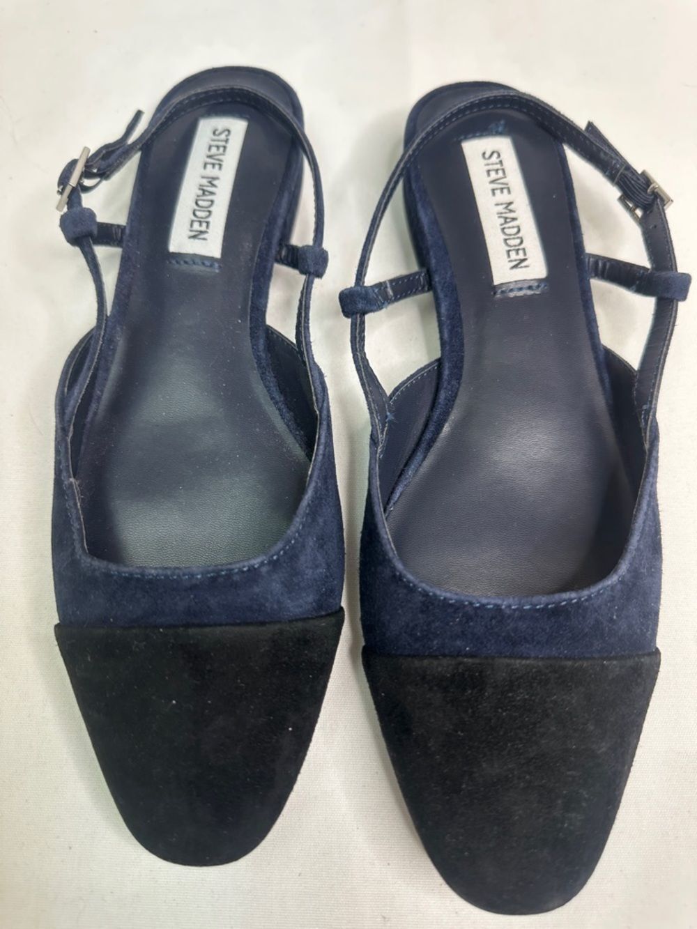 Steve Madden Navy & Black Suede Slingback Mules